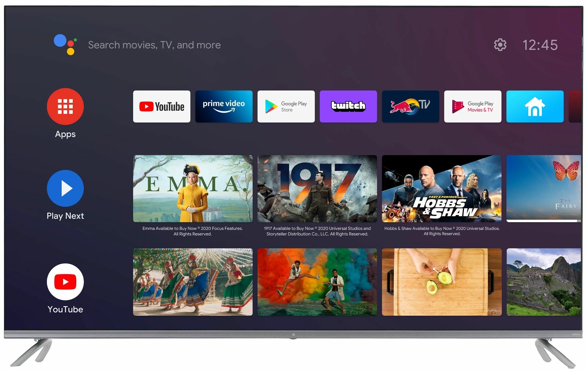 Телевизор DEXP Q551, LED, 55", 4K, QLED, голосовое управление