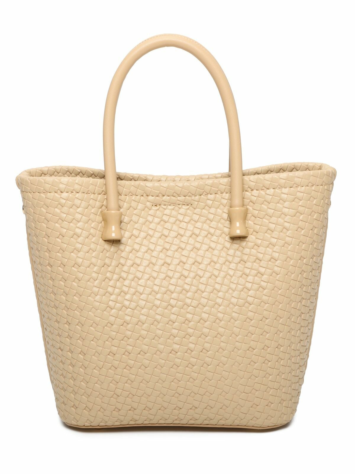Сумка тоут kari, фактура плетеная, матовая, бежевый — фото 1