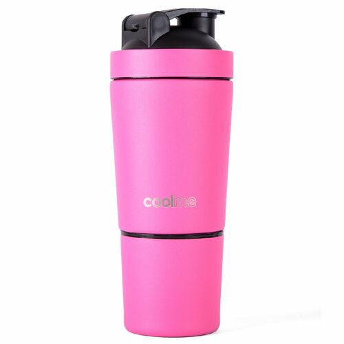 Шейкер для спортивного питания с венчиком и стаканом, 800 мл, два отделения