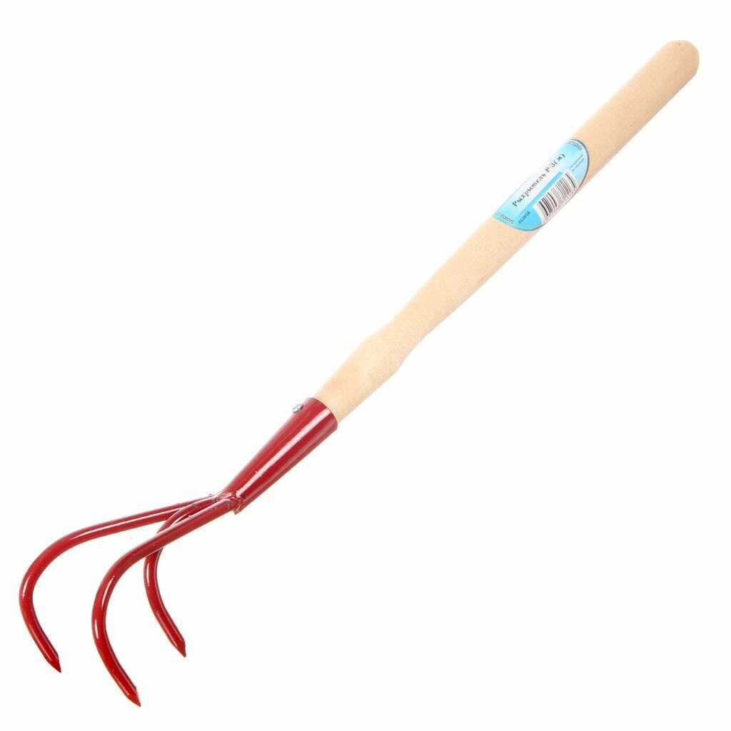 Рыхлитель 3 зуба Инструм-Агро Р-3-1 с деревянным черенком для аэрации почвы Россия