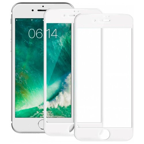 Комплект 2 шт, Защитное стекло для IPhone 7/8/SE 2020 3D Slim на весь экран с белой рамкой