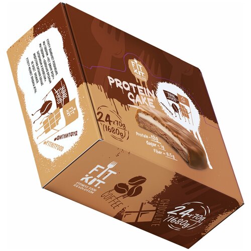 fit kit extra protein cake тройной шоколад 70 г Fit Kit Protein Cake 70 г х 24 шт Шоколад-кофе