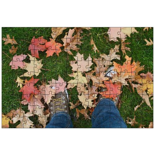 фото Магнитный пазл 27x18см."осень, листья, туфли" на холодильник lotsprints