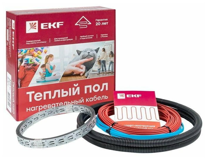 Комплект "Теплый пол" (кабель) 1200Вт 80м 8.0кв.м EKF nk-1200