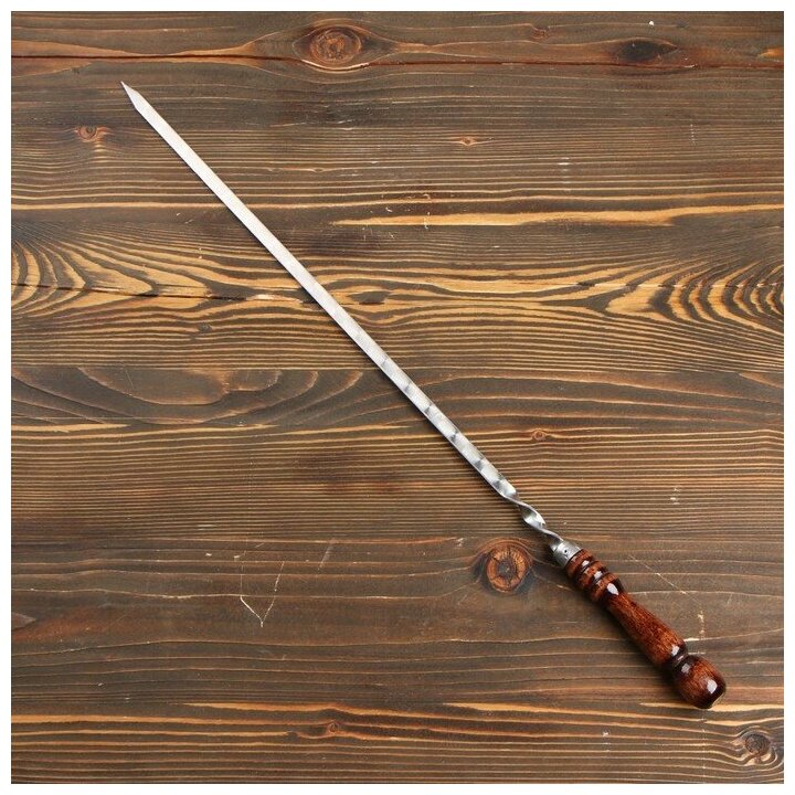 Шампур с деревянной ручкой металл - 3 мм ширина - 12 мм рабочая длина - 50 см
