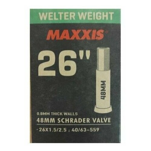 Камера 26x1.50/2.50 Maxxis Welter Weight 0.8 мм автониппель 48 мм камера для велосипеда maxxis welter weight 26 1 50 2 50 40 559 63 559 0 8 lsv48 b c shrader av eib00137100