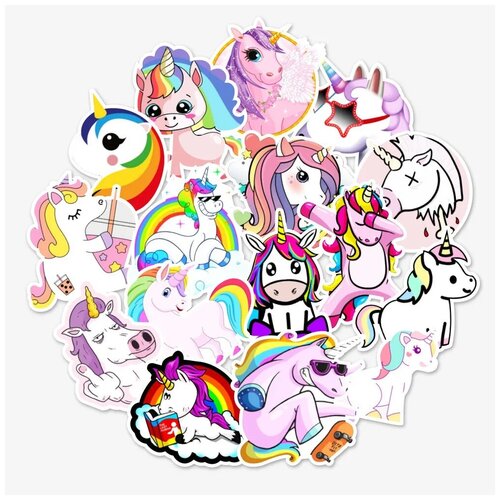 Набор наклеек Единорог 50шт./Unicorn sticker pack 50pcs./Стикеры самоклеящиеся