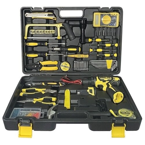 Аккумуляторная дрель-шуруповерт GOODKING K52-20128 Li-ion + набор инструментов 127 предметов в кейсе, 12 В, 20 Нм, 1.5 Ач, з/у, набор инструментов