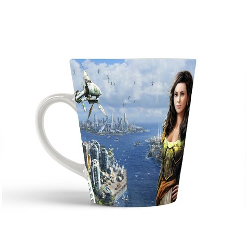 фото Кружка-латте coolpodarok anno 2070 девушка на фоне звездолёт и города