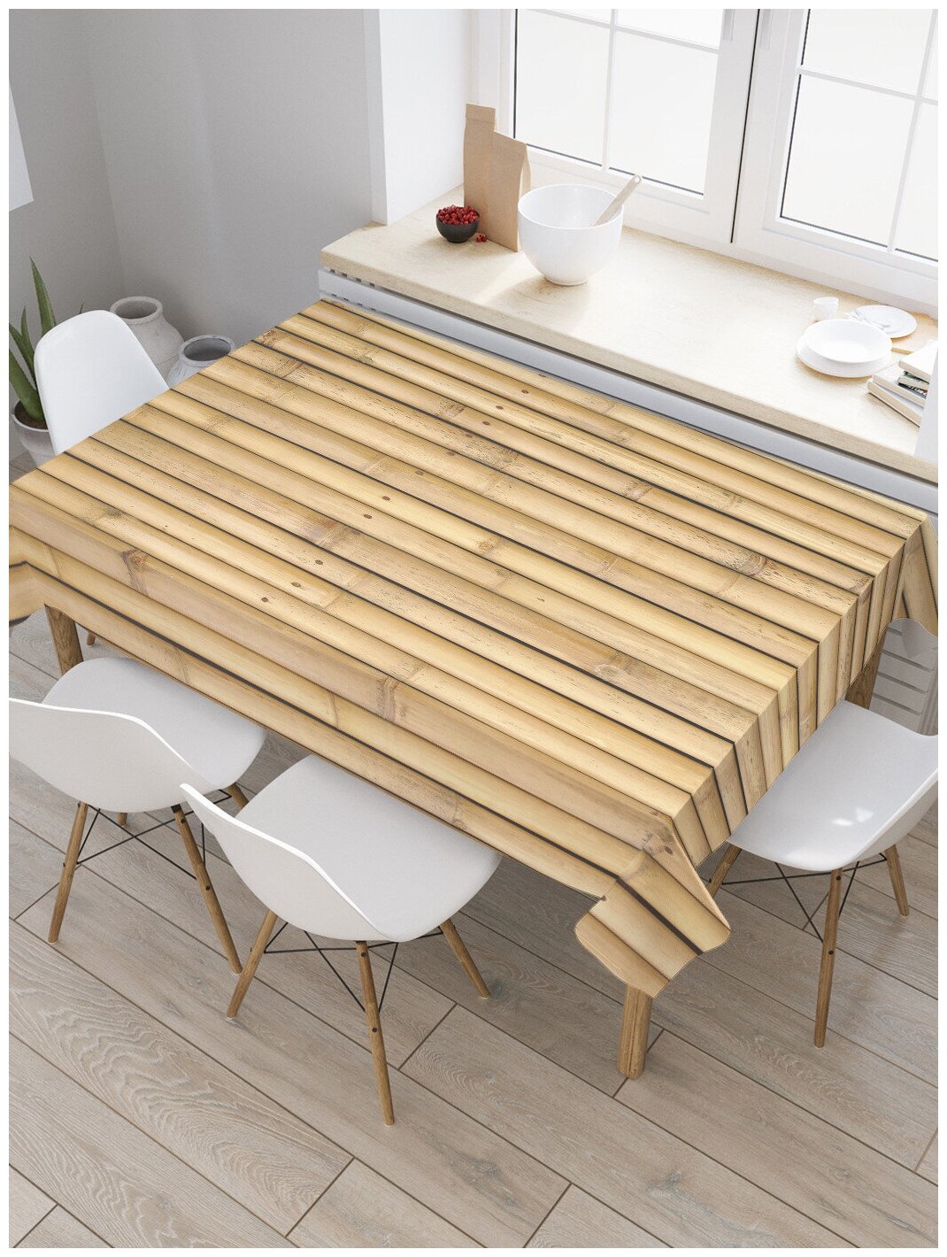 Скатерть прямоугольная JoyArty "Прочный бамбук" из сатена, 120x145 см