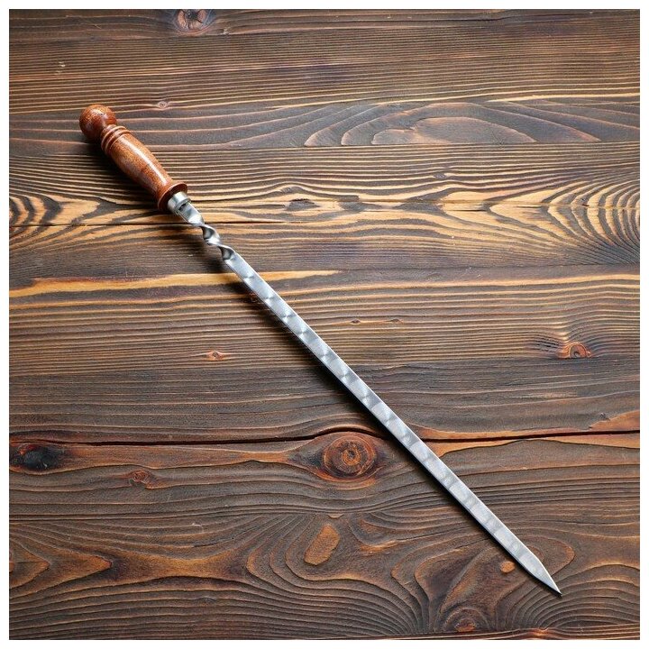 Шампур узбекский 61см деревянная ручка с узором (рабочая часть 40см/14см)