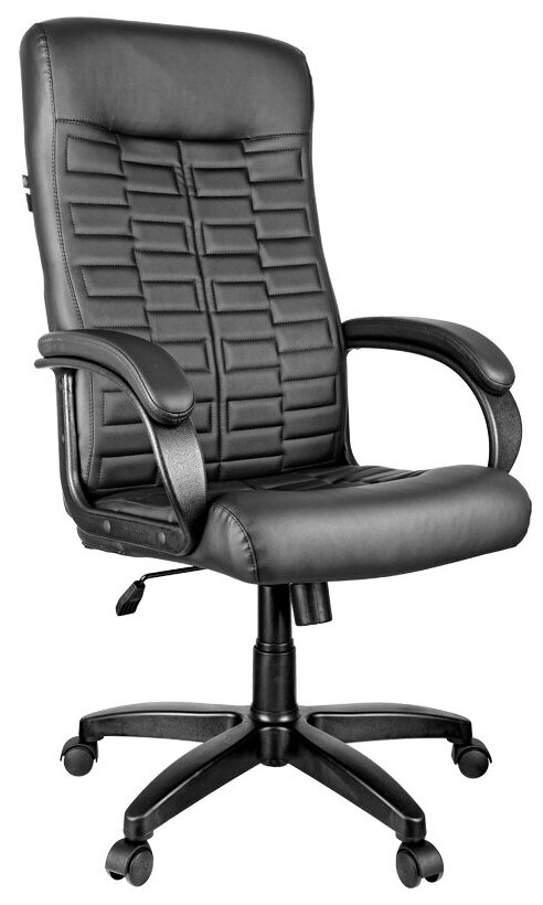 Кресло руководителя Helmi "Ornament", экокожа черная, мягкий подлокотник (279844)