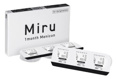 Контактные линзы Menicon Miru 1month for Astigmatism, 6 шт., R 8,6, D -1,5, CYL: -0,75, AХ: 10, прозрачный