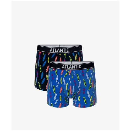 Трусы Atlantic, 2 шт., размер S, синий трусы шорты мужские комплект 2 шт голубые и темно изумрудные крупная клетка xl