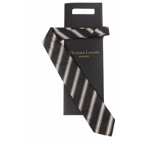 Черный галстук с бежевыми полосками Christian Lacroix 71758