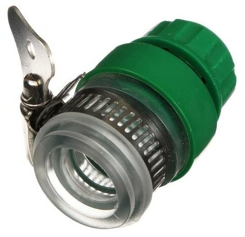 Коннектор с креплением на кран, 1/2" (12 мм) — 1/2" (12 мм), с хомутом, пластик, резина - фотография № 3