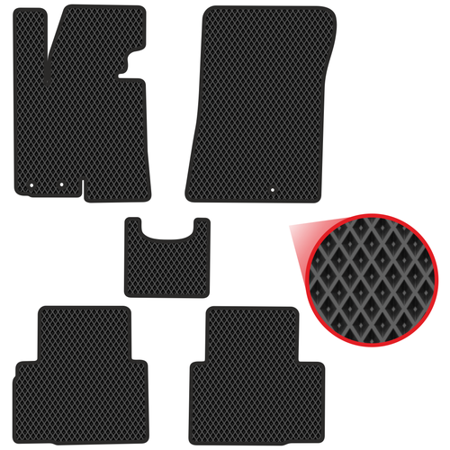 Автомобильные коврики EVA для Hyunda ix35 (2010-2015), чёрные с чёрным кантом, ячейка - ромб