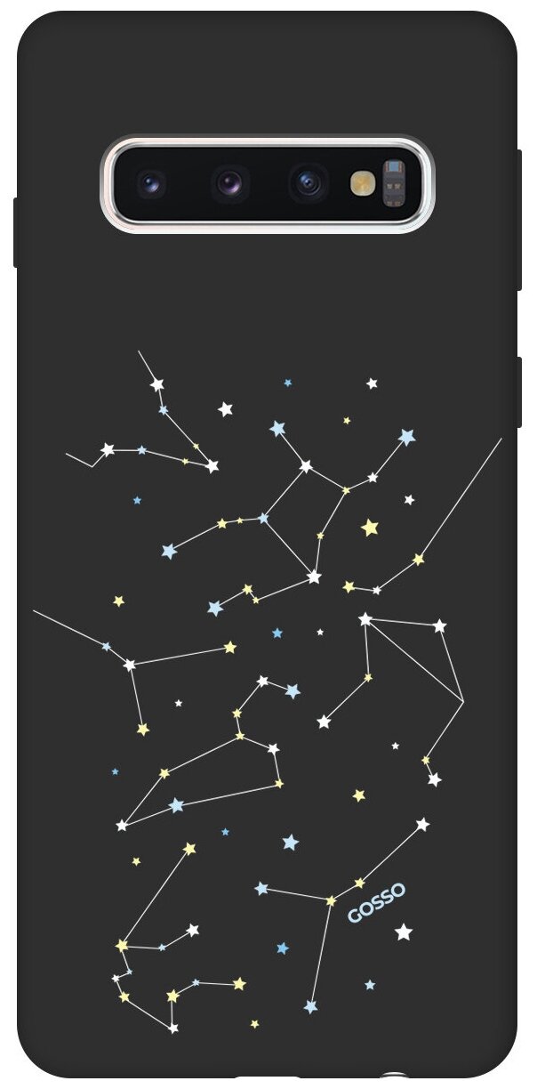 Ультратонкая защитная накладка Soft Touch для Samsung Galaxy S10 с принтом "Constellations" черная