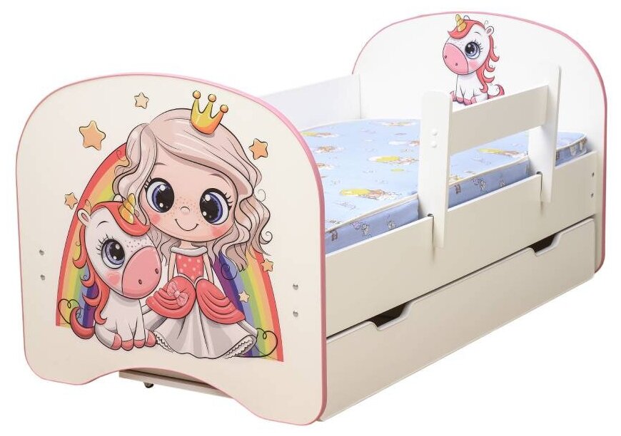 Кровать с фотопечатью Принцесса 140 С ящиком