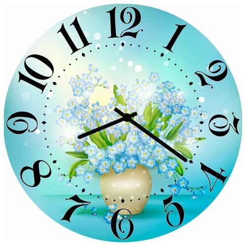 фото Svs настенные часы svs 3502789 горшочек с цветами на голубом
