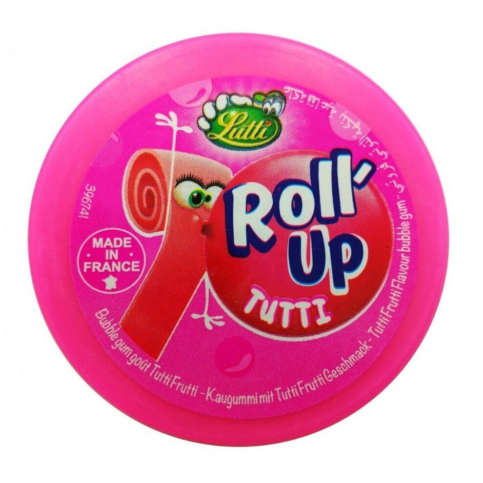 Набор жвачек Tubble Gum Roll Up тутти-фрутти + клубника (4 шт. по 29 гр.) - фотография № 1