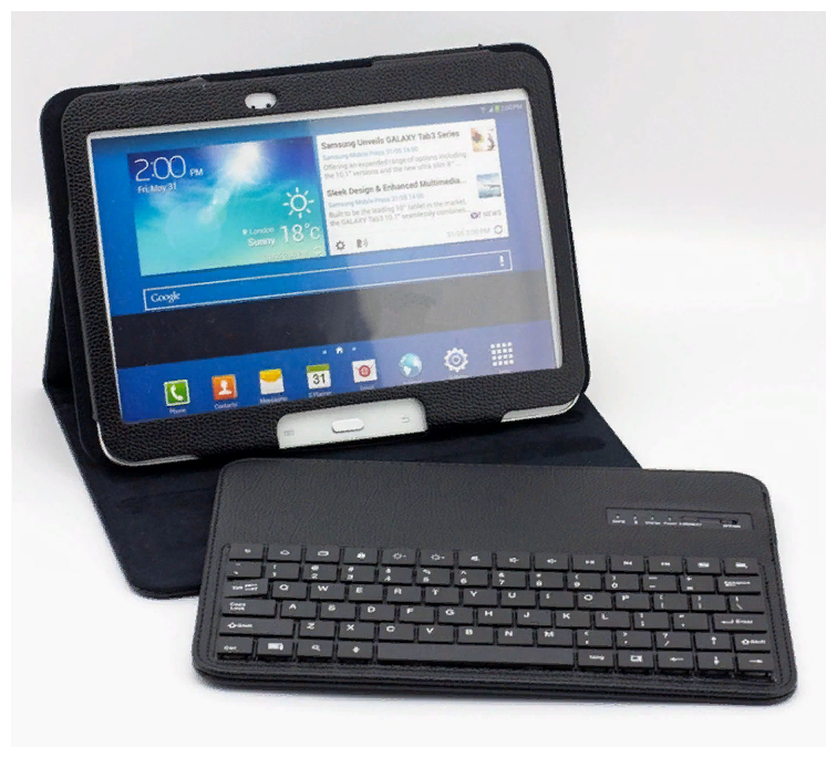 Клавиатура MyPads для Samsung Galaxy Tab 3 8.0 SM-T310/ T311 съёмная беспроводная Bluetooth в комплекте c кожаным чехлом и пластиковыми наклейкам.