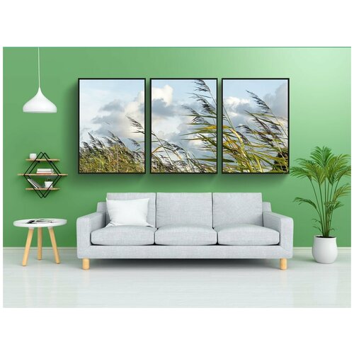 фото Набор модулных постеров для интерьера "завод, травы, дамба" 60x90 см. в тубусе, без рамки lotsprints