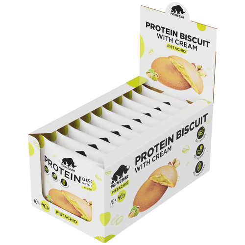 Протеиновое печенье PRIMEBAR PROTEIN BISCUIT Фисташка, 10 шт х 40 гр