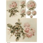 Декупажная рисовая карта бумага А4 салфетка 1316 цветы розы винтаж крафт Milotto - изображение
