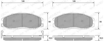 Дисковые тормозные колодки передние Ween 151-1168 для Daewoo, Hyundai, SsangYong (4 шт.)