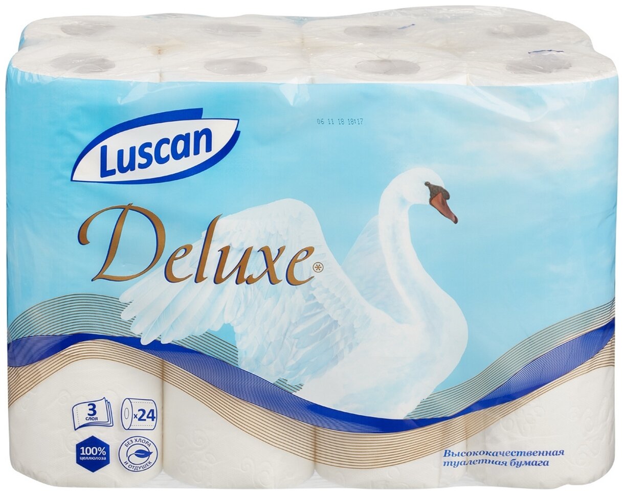 Туалетная бумага Luscan Deluxe 3 слоя, белая, 24 рулона 865672 .