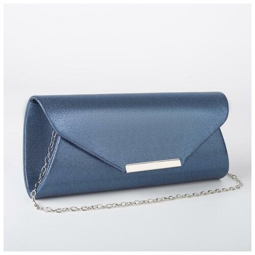 Сумка женская, отдел на клапане, длинная цепочка, цвет синий