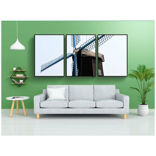 фото Набор модулных постеров для интерьера "мельница, голландия, энергия" 60x90 см. в тубусе, без рамки lotsprints