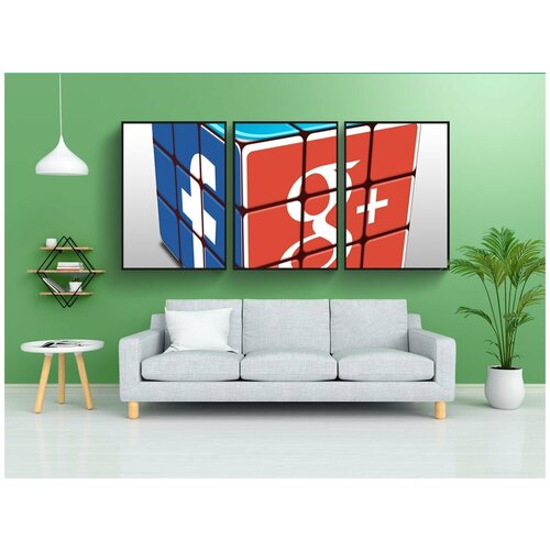 фото Набор модулных постеров для интерьера "социальные медиа, facebook, твиттер" 60x90 см. в тубусе, без рамки lotsprints