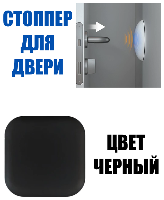 Стоппер ограничитель для двери, 3 шт., демпфер отбойник для ручки, настенный, черный - фотография № 2