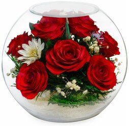 Natural Flowers Розы в стекле BNR1 (18,5 см)