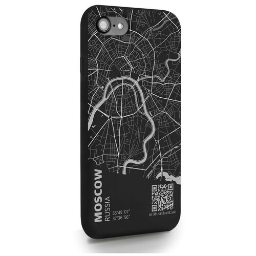 Черный силиконовый чехол MustHaveCase для iPhone 7/8/SE2020 Карта Москвы для Айфон 7/8/СЕ2020 черный силиконовый чехол musthavecase для iphone 7 8 plus карта москвы для айфон 7 8 плюс