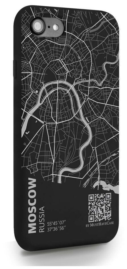 Черный силиконовый чехол MustHaveCase для iPhone 7/8/SE2020 Карта Москвы для Айфон 7/8/СЕ2020