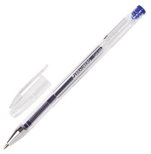 Ручка гелевая BRAUBERG "Jet", синяя, корпус прозрачный, узел 0,5 мм, линия письма 0,35 мм, 141019 7 шт