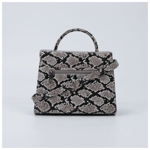 фото Мессенджер, отдел на клапане, наружный карман, длинный ремень, анималистичный принт, коричневый нет бренда