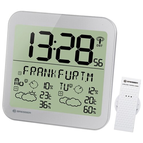 Bresser MyTime Meteotime LCD,Часы настенные серебристые (74650)