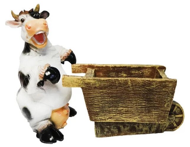 Садовая фигура Корова с тележкой 34см Хорошие сувениры 9567814 .