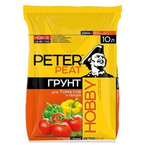 торфогрунт чудо грядка для рассады 50 л Грунт PETER PEAT Линия Hobby для томатов и перцев, 10 л, 4 кг