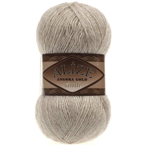 Пряжа Alize Angora Gold Simli | Пряжа Alize Angora Gold Simli - 152 беж меланж | 5шт упаковка | Акрил: 75%, Металлик: 5%, Шерсть: 20%