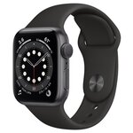 Apple Watch Series 6 44mm Space Gray Aluminum Case with Black Sport Band - Regular (GPS) (M00H3LL/A) - изображение
