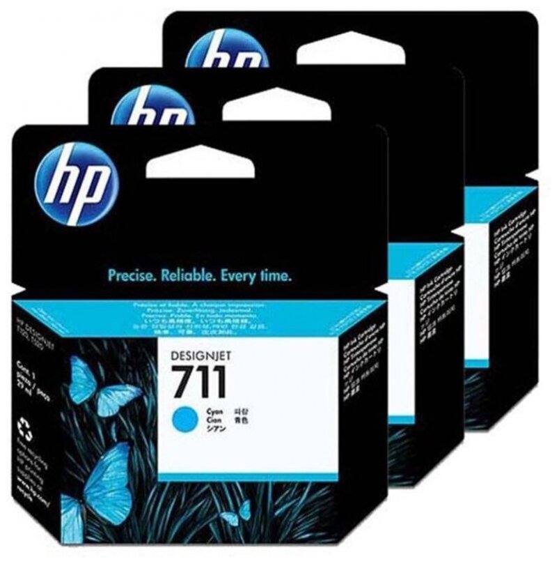 Набор картриджей DesignJet 711 Cyan 3x29 мл (CZ134A) HP - фото №10