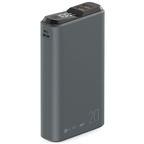 Внешний аккумулятор Olmio QS-20 20000mAh 22.5W PD, QC, LCD, Темно-Серый