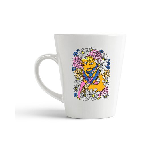 фото Кружка-латте coolpodarok иллюстрация. лиса в цветах1