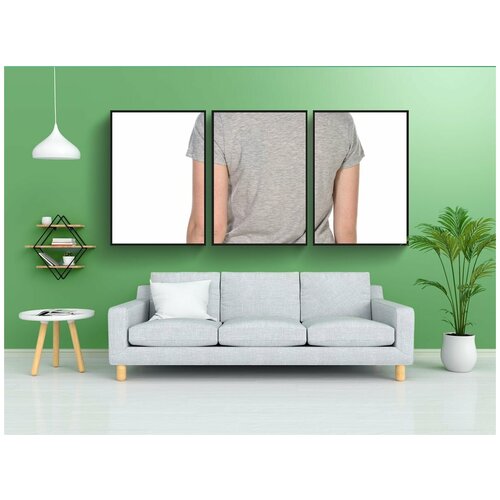 фото Набор модулных постеров для интерьера "девочка, модель, красный" 60x90 см. в тубусе, без рамки lotsprints