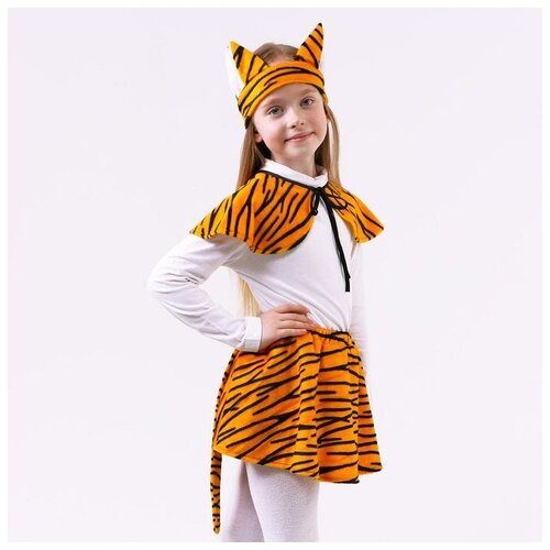 фото Карнавальный костюм"тигренок"мех, пелерина, юбка с хвостом, гол. убор, р110-116 страна карнавалия